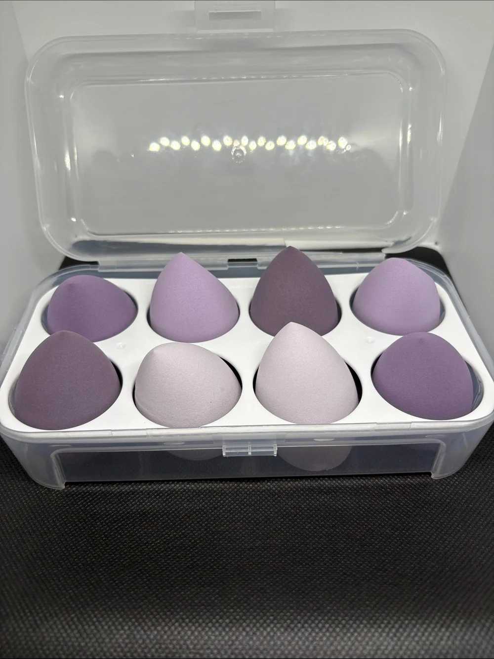 Set of Lavender Makeup Blenders in Clear Storage Case